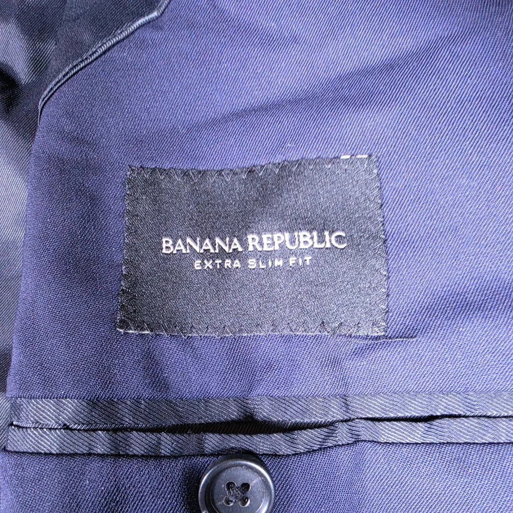NEW Banana Republic Extra Slim Fit Mens 46L Navy Blue Wool Stretch L/S Blazer